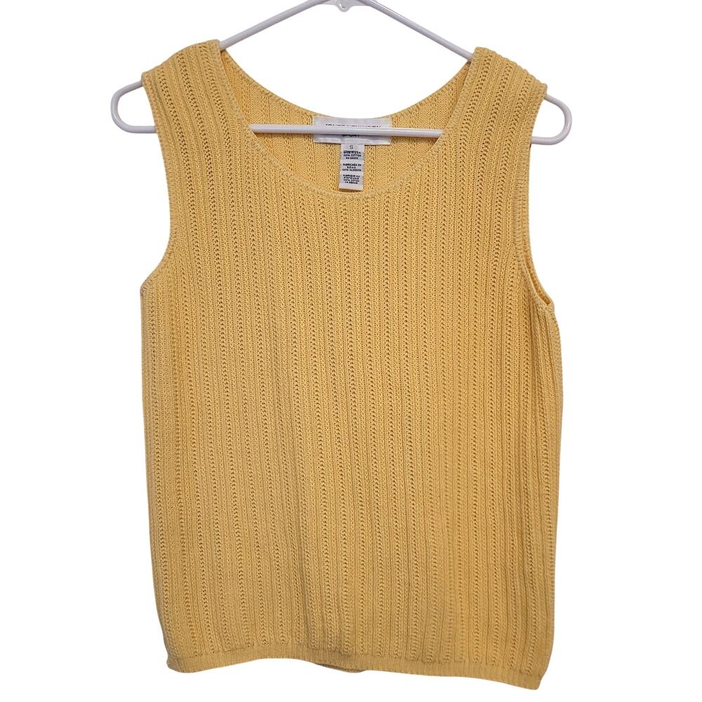 Jones New York Sport Yellow Rib Knit Sweater Tank Sleeveless Soft Minimalist S
